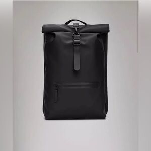 RAINS Rolltop Rucksack Bag Luggage Backpack Black $150 NEW NWT